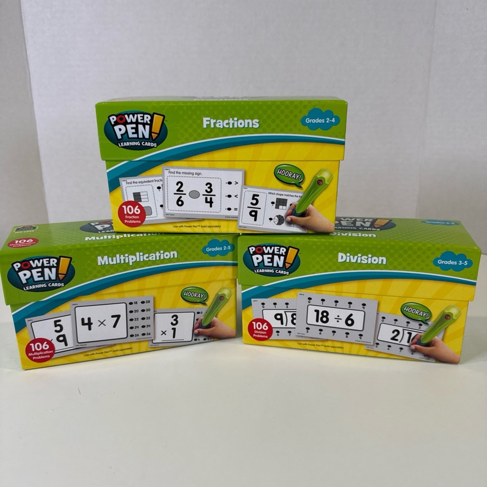 Power Pen Learning Cards Fractions, Multiplication & Division Grades 2-5 NEW
